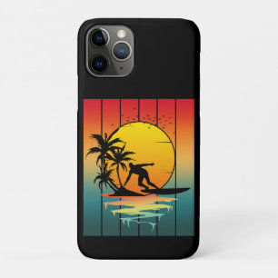 Vintage Sunset Surfing Surfer Ocean Surf iPhone 11 Pro Case