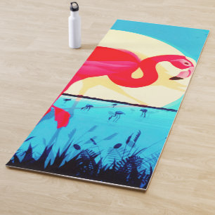 Vintage Sunset Tropical Lake Flamingo  Yoga Mat