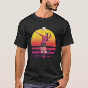 Vintage Sunset Volleyball Graphic for Teen Girls a T-Shirt