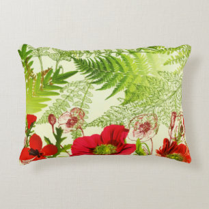 Vintage Sunshine Blooming Poppies Floral Accent Pillow