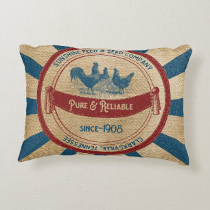 Vintage Sunshine Feed Chickens Advertisement Accent Pillow