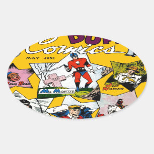 Vintage Super Hero Comic Oval Sticker