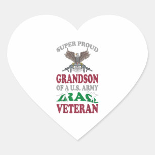 Vintage Super Proud Grandson Of U.S Army Iraq Gift Heart Sticker