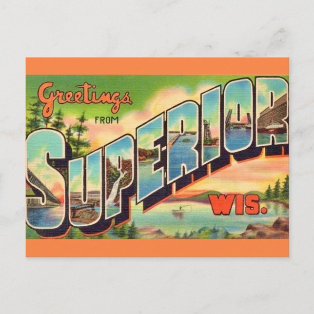 Vintage Superior WI Greeting Postcard (Front)