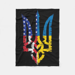 Vintage Support Ukraine American Flag Ukrainian Tr Fleece Blanket