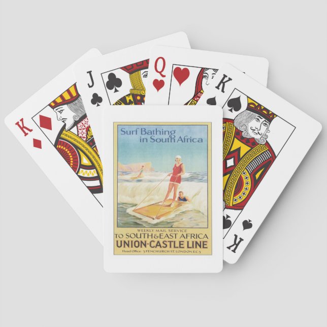 Vintage Surf Bathing South Africa Playing Cards (Back)