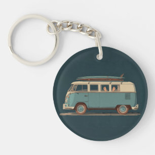 Vintage Surf Van – Retro Camper Design Keychain