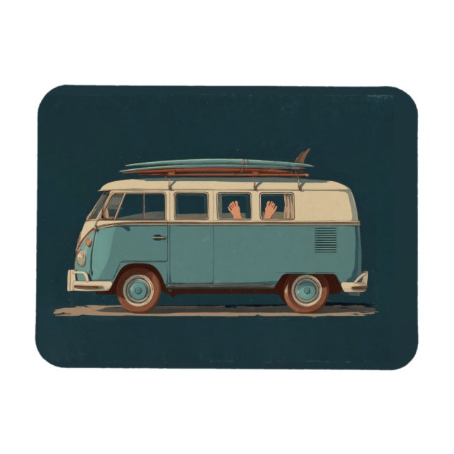 Vintage Surf Van – Retro Camper Design Magnet (Horizontal)