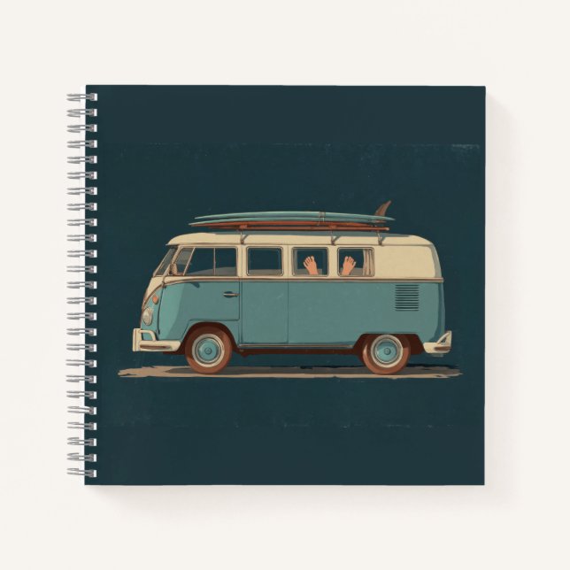 Vintage Surf Van – Retro Camper Design Notebook (Front)