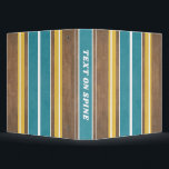 Vintage Surfboard Stripes - Subtle Wood Background Binder<br><div class="desc">A colourful,  retro stripe design in aqua blue and orange on a faux wood print background. A vintage surfboard stripe design with a beach and surf look. Add your text to make this a personal binder that will stand out amongst your friends. The text is a retro serif font.</div>