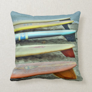Vintage Surfboard Throw Pillow