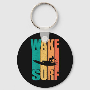 Vintage Surfboard Wake Surfing Surfer Keychain