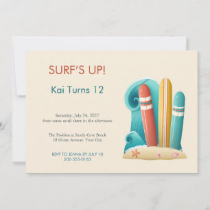 Vintage Surfboards Beach Birthday Invitation