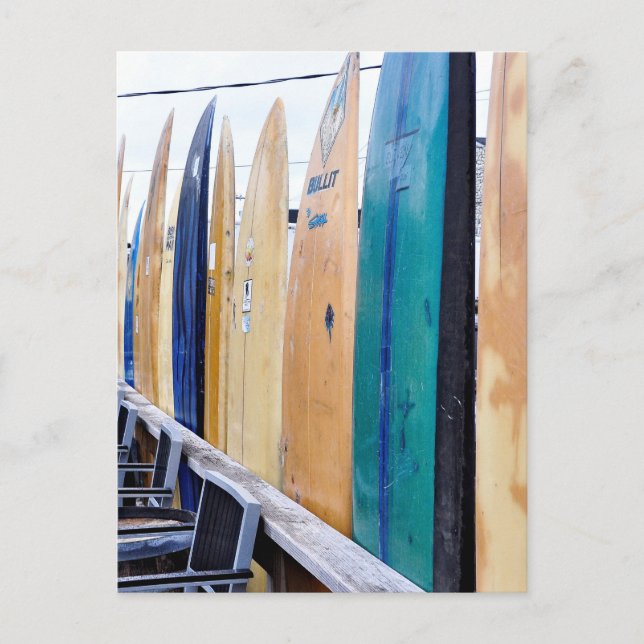 Vintage Surfboards on Montauk Beach Postcard (Front)
