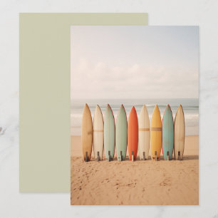 Vintage Surfboards On The Beach Invitation