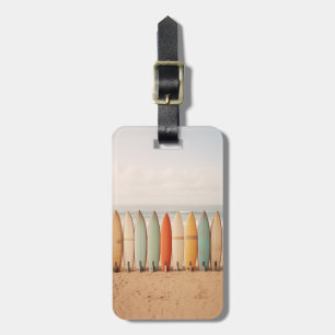 Vintage Surfboards On The Beach Luggage Tag
