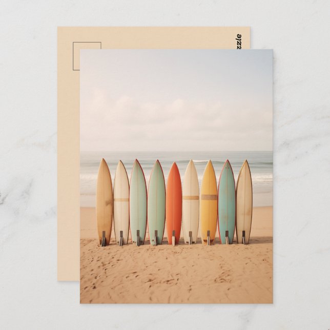 Vintage Surfboards On The Beach Postcard (Front/Back)