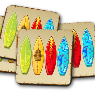 Vintage Surfboards Summer   Retro Surfboard Set Coaster