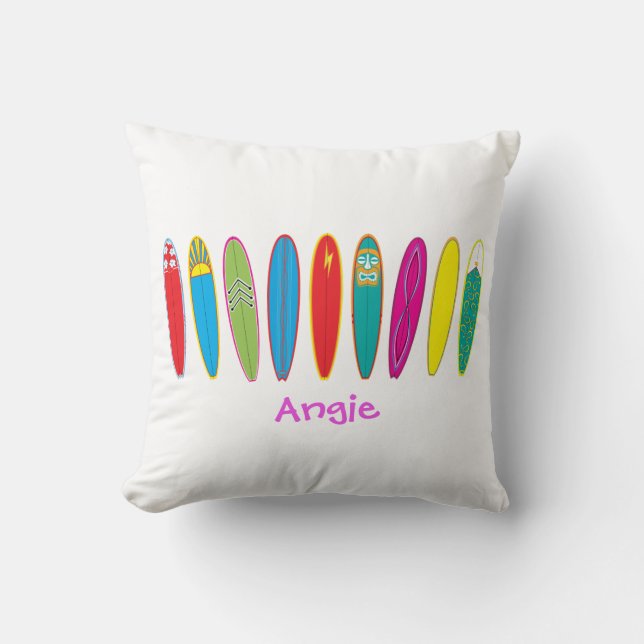 Vintage Surfboards Throw Pillow (Front)