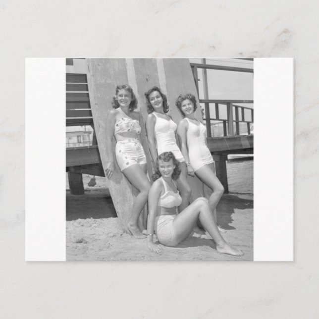 vintage surfer girls postcard (Front)