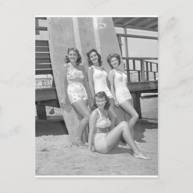 vintage surfer girls postcard (Front)