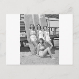 vintage surfer girls postcard