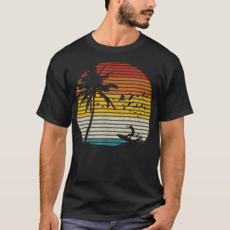 Vintage Surfer Island Sunset Retro Surfing Beach S T-Shirt