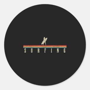 Vintage Surfer Retro Surfing Beach Surf _1 Classic Round Sticker