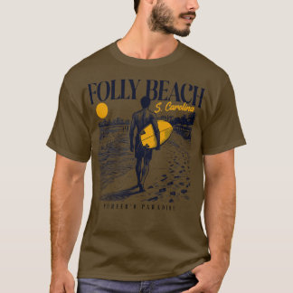 Vintage Surfing Folly Beach South olina Retro Surf T-Shirt