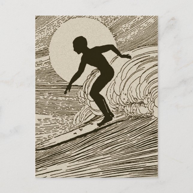 Vintage Surfing Postcard (Front)