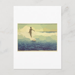 Vintage Surfing Postcard