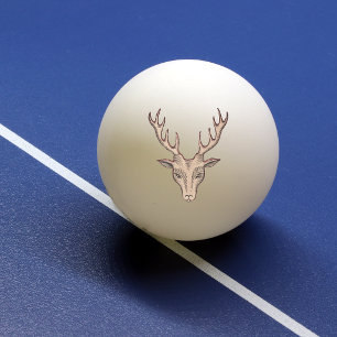 Vintage Surreal Deer Head Antlers Ping Pong Ball