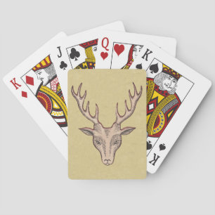 Vintage Surreal Deer Head Antlers Playing Cards