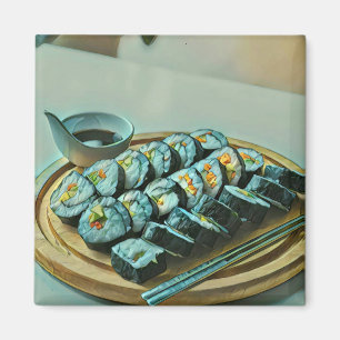 Vintage Sushi Artwork Magnet
