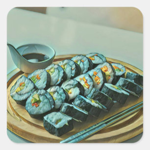 Vintage Sushi Artwork Square Sticker