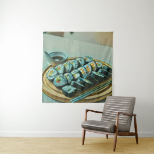 Vintage Sushi Artwork Tapestry
