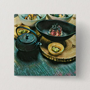 Vintage Sushi gift 2 Inch Square Button