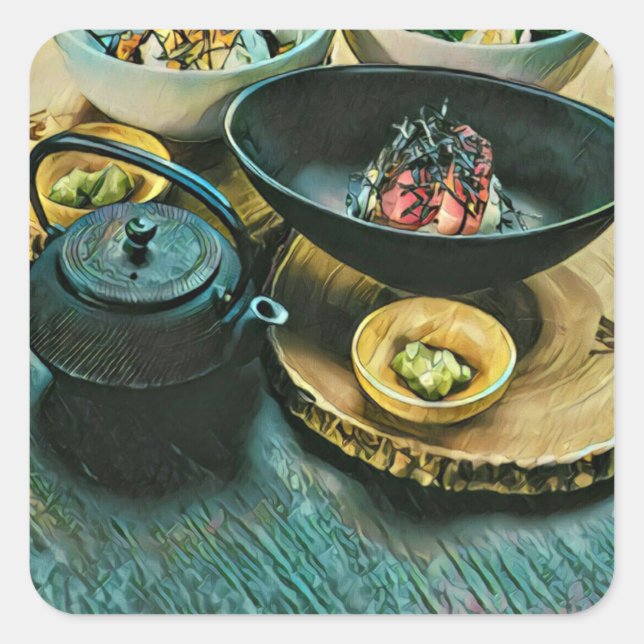 Vintage Sushi gift Square Sticker (Front)