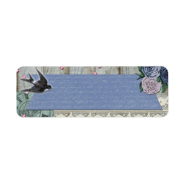Vintage Swallow Bird Cobalt Blue Shabby Chic Craft (Front)