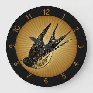 Vintage Swallow Bird Large Clock