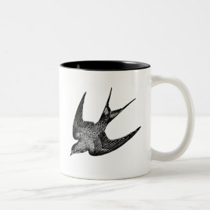 Vintage Swallow Illustration - 1800's Retro Birds Two-Tone Coffee Mug