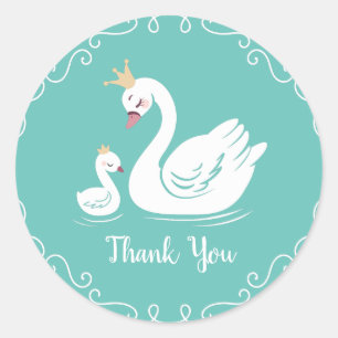 Vintage Swan Baby Shower Spring Classic Round Sticker