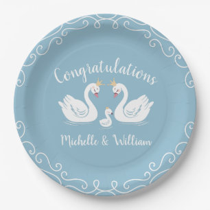 Vintage Swan Baby Shower Spring Paper Plate