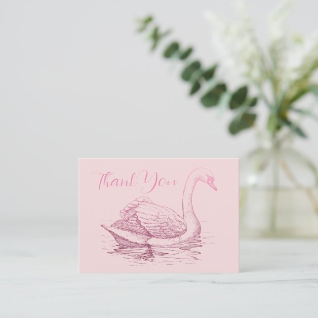 Vintage Swan Bird Thank You Card (Standing Front)