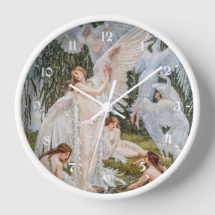 Vintage Swan Girls by W. Crane Clock