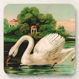 Vintage Swan in the Lake Coaster