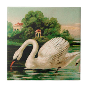 Vintage Swan in the Lake Tile