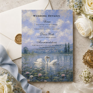 Vintage Swan Lake Wedding Details Card | Romantic 