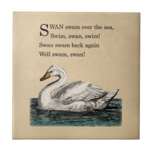 Vintage Swan Tongue Twister Tile