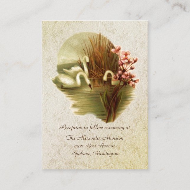 Vintage Swans Wedding enclosure cards (Front)